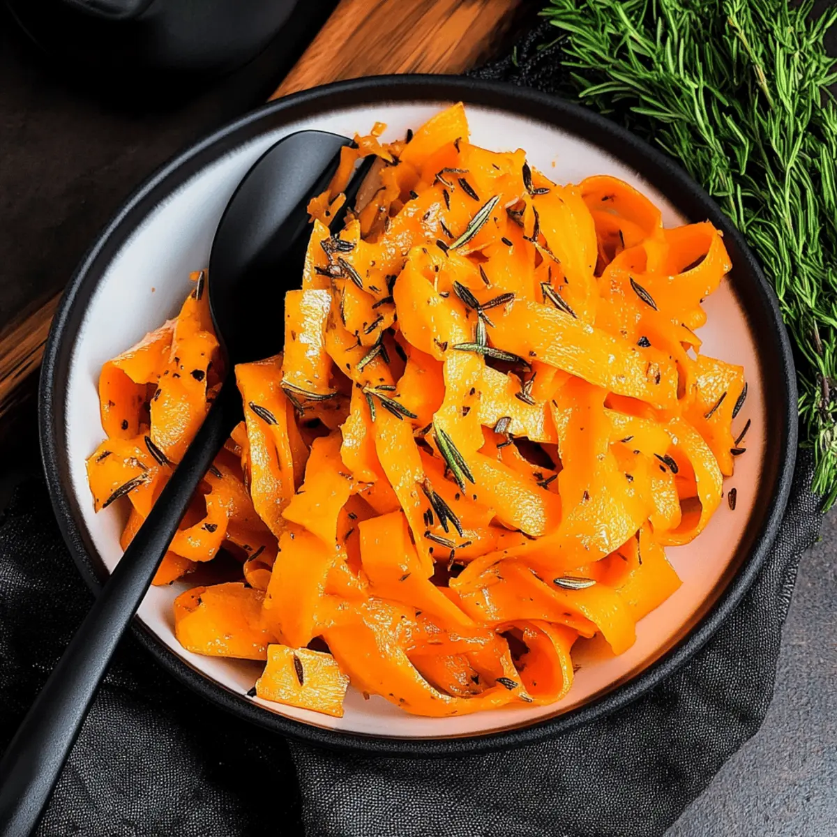 Carrot Ribbons with Rosemary Butter Sauce tat2tk