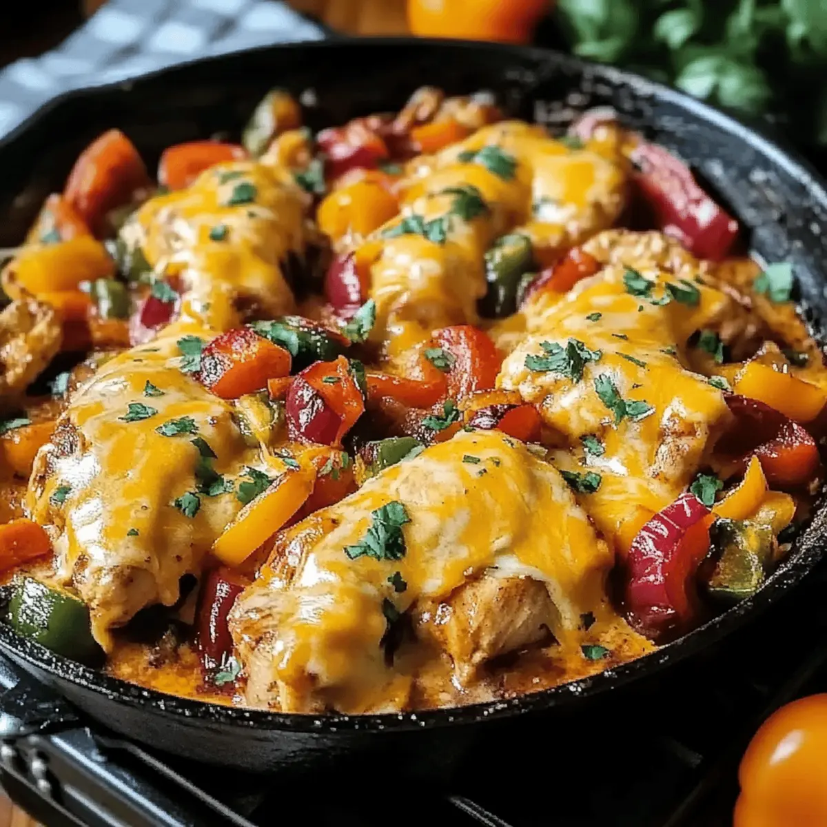 Cheesy Baja Chicken Bell Pepper Skillet dpaekl