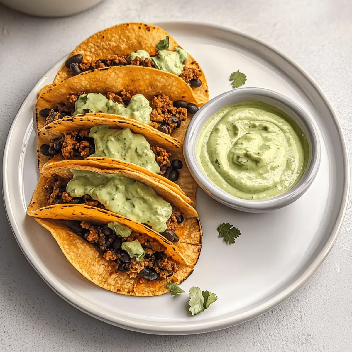 Crispy Baked Ground Turkey Tacos with Avocado Sauce Bliss