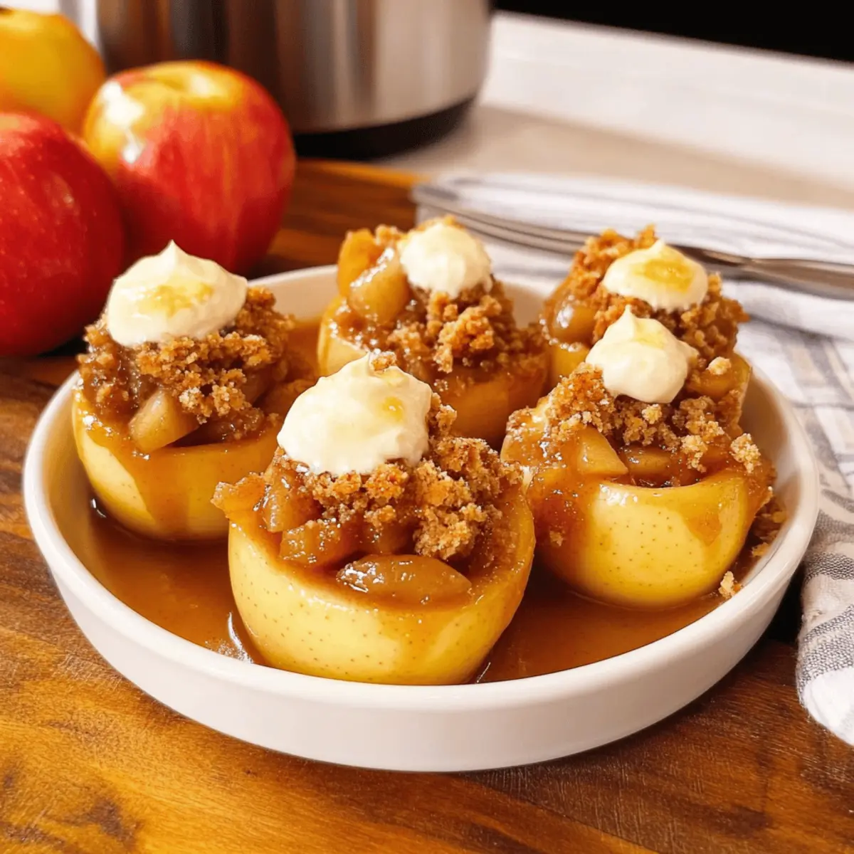 Warm and Delicious Crock-Pot Baked Apples with Crunchy Topping