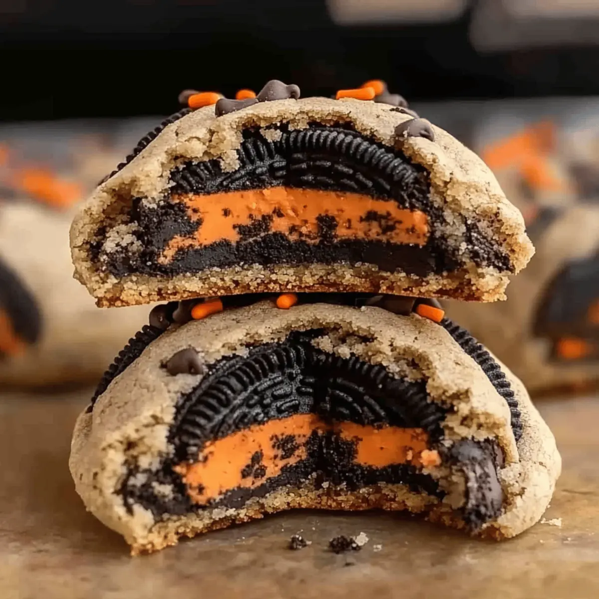Halloween Oreo Stuffed Chocolate Chip Cookies ad89mf