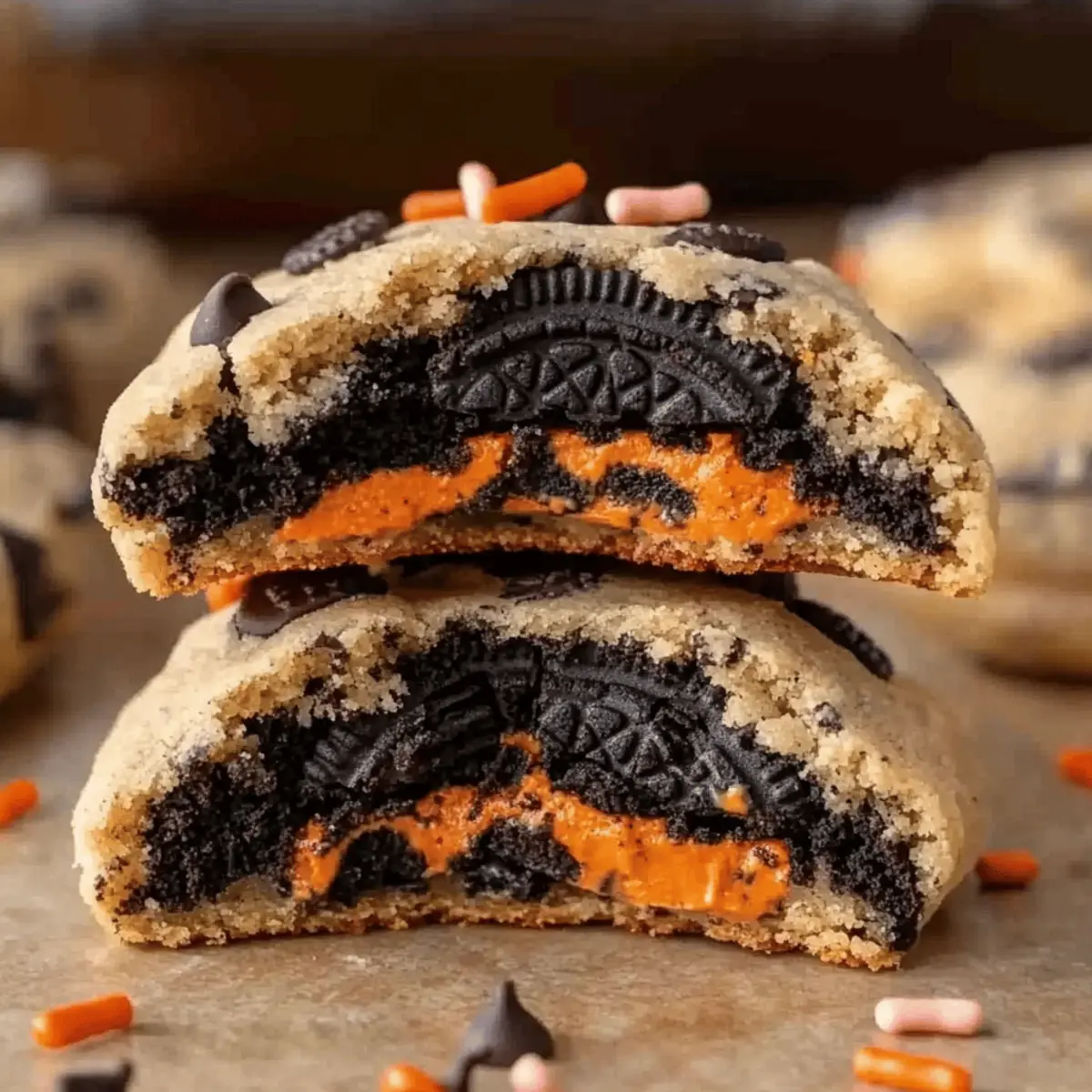 Halloween Oreo Stuffed Chocolate Chip Cookies jljzcd