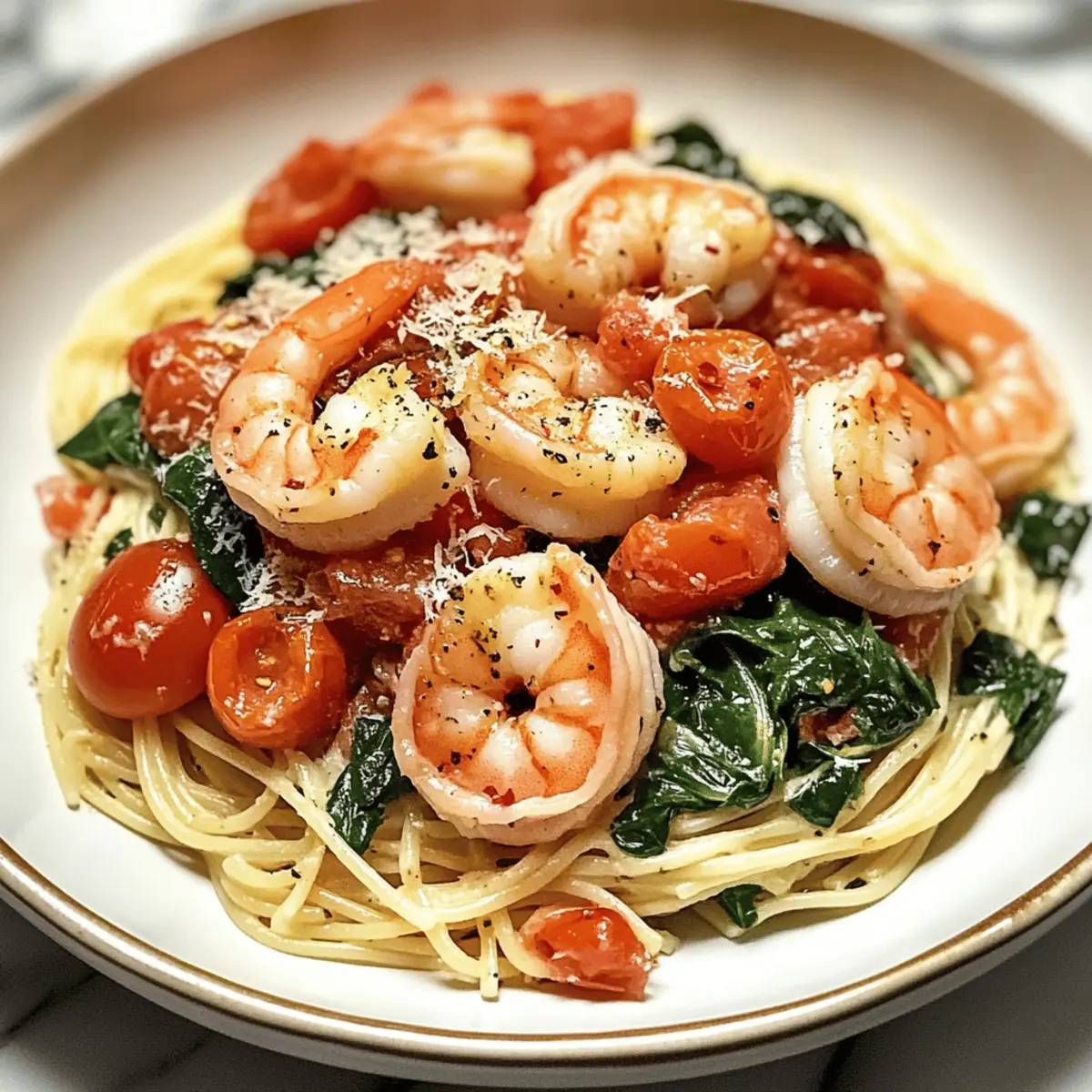 Tomato Spinach Shrimp Pasta koqes5