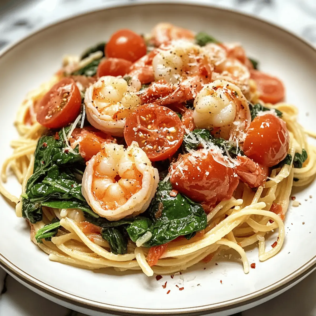 Tomato Spinach Shrimp Pasta tb9nfv