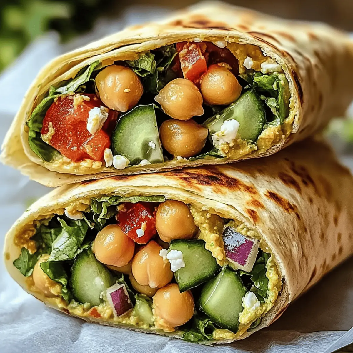 Chickpea Cucumber Mediterranean Wrap wjustg