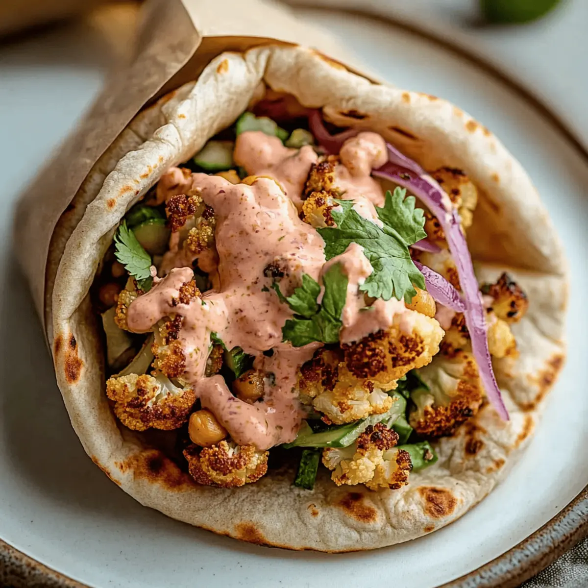 Chili Lime Chickpea Cauliflower Wrap ll5ymg