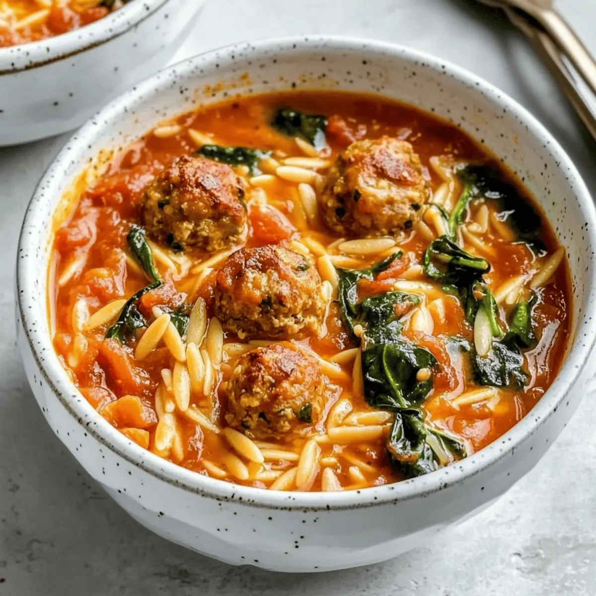 Creamy Tomato Orzo Soup with Mini Turkey Meatballs b4qvkv