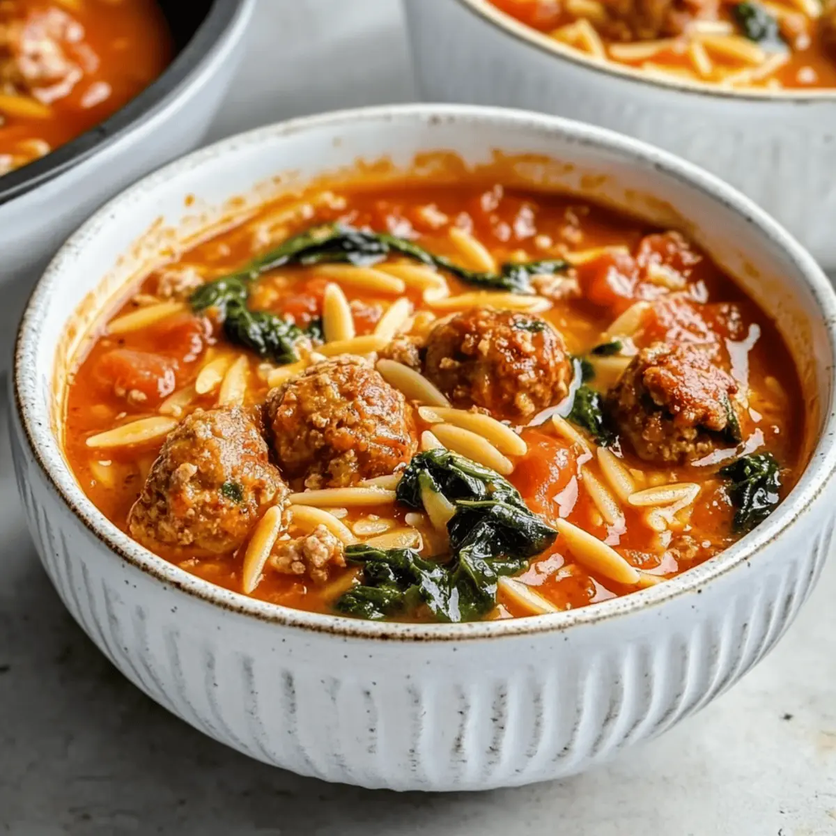Creamy Tomato Orzo Soup with Mini Turkey Meatballs Magic