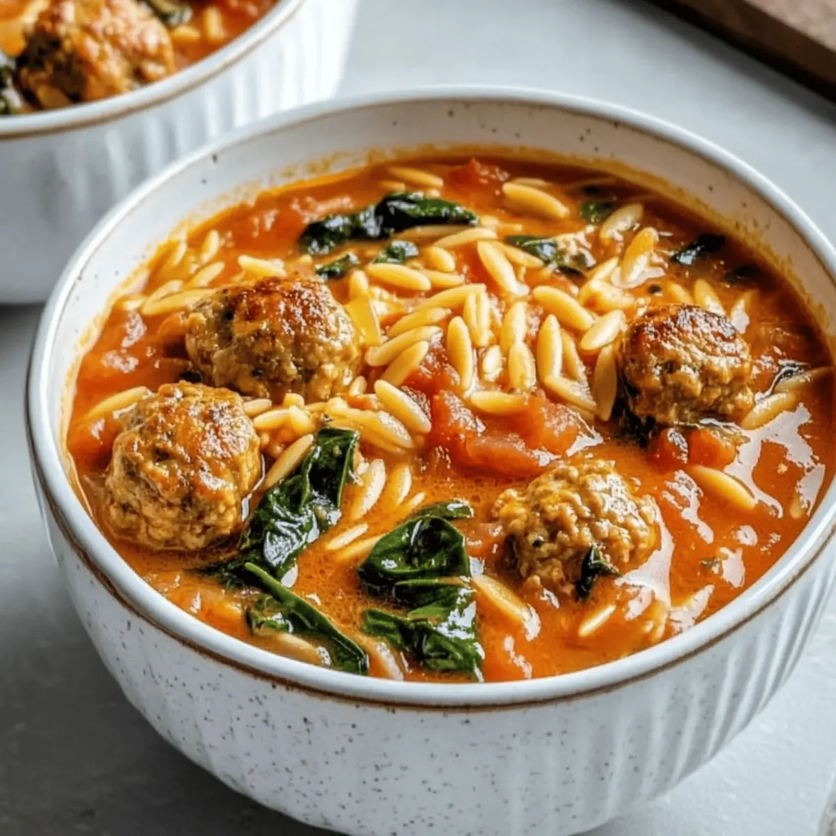 Creamy Tomato Orzo Soup with Mini Turkey Meatballs wowgo4