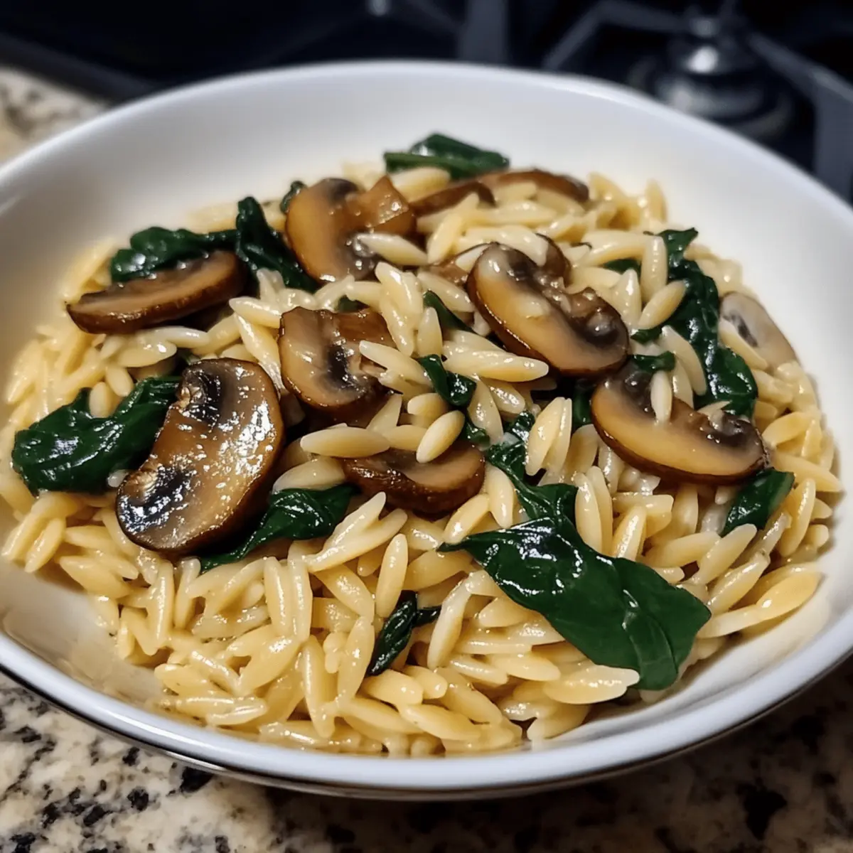 Garlic Butter Orzo with Mushrooms and Spinach offgvf