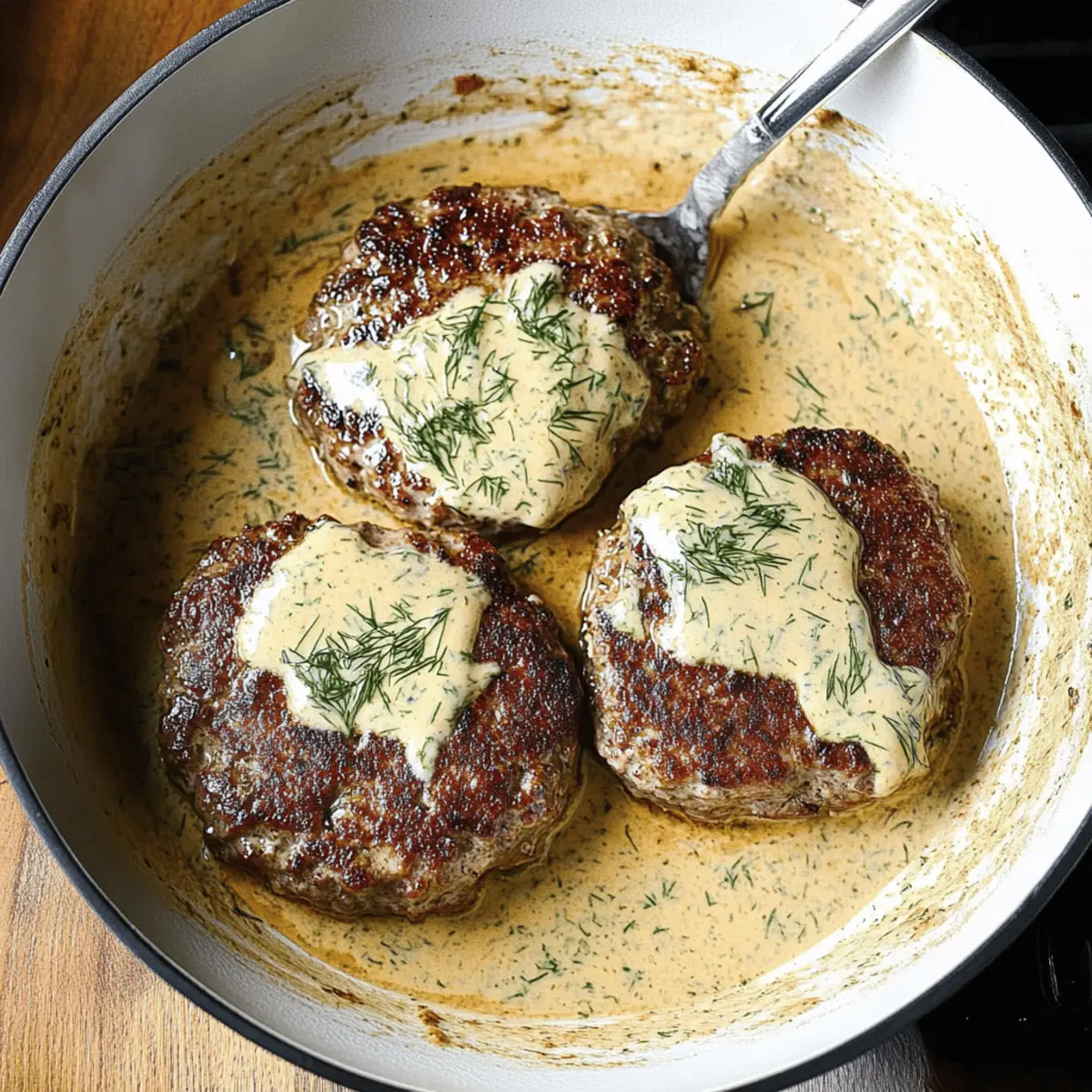 Savor Hamburger Steaks in Creamy Dill Sauce Tonight!