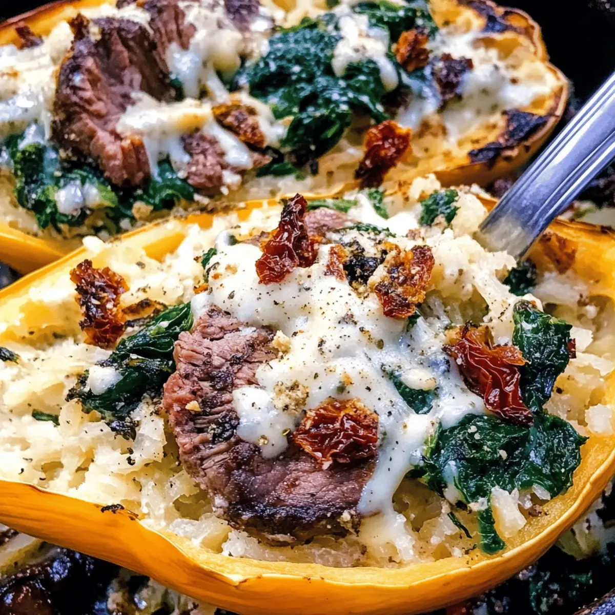 Keto Low Carb Steak Gorgonzola Alfredo Spaghetti Squash aignq9