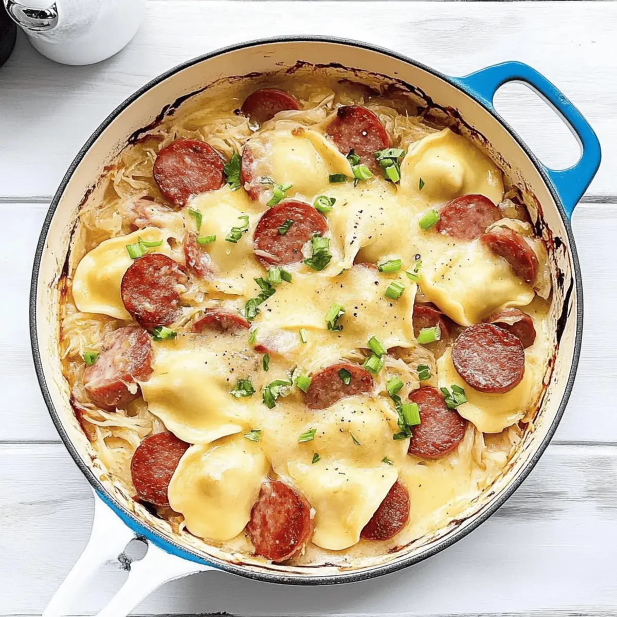 Kielbasa Pierogies and Sauerkraut Bake sgqwns