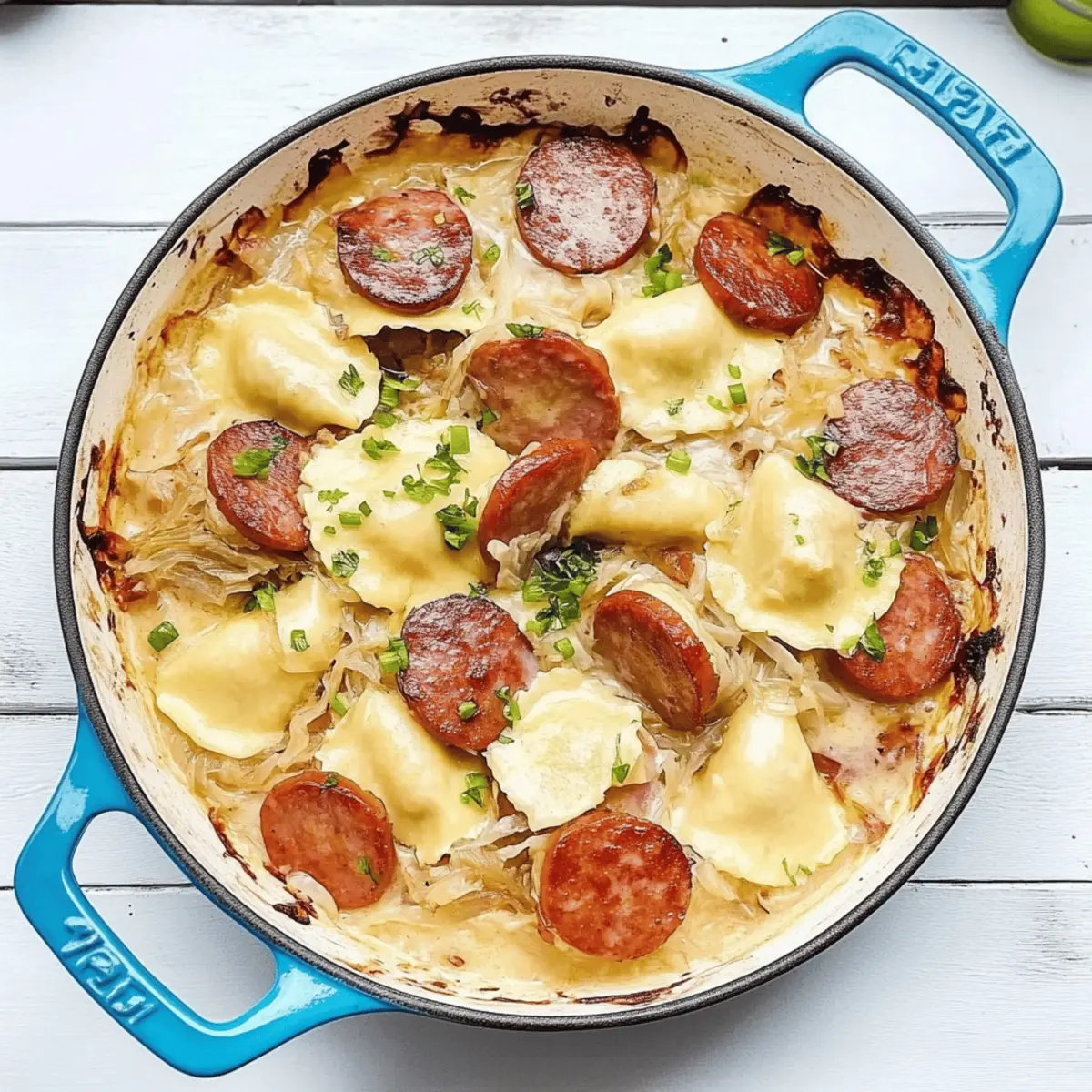 Kielbasa Pierogies and Sauerkraut Bake udy648
