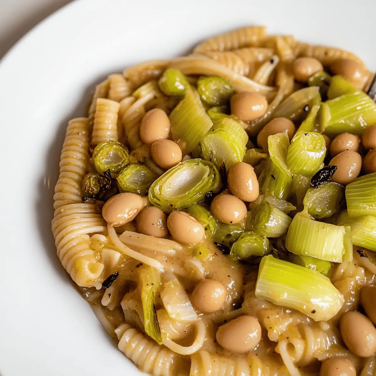 Creamy Miso Pasta Sauce with Cannellini Beans and Leeks Delight