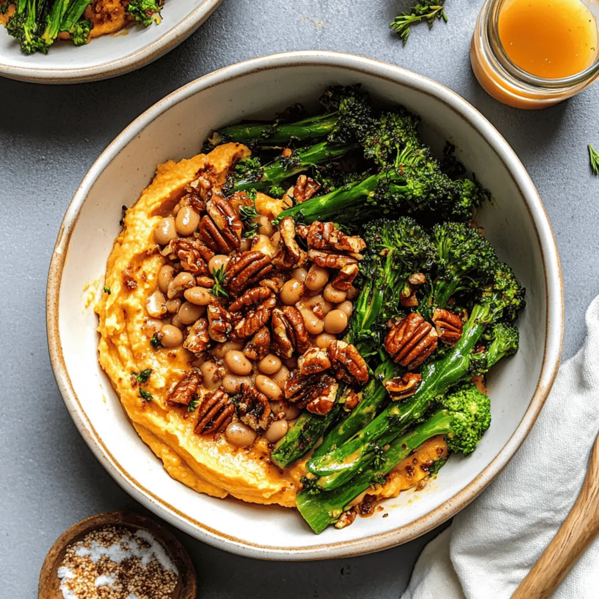 Miso Tahini Whipped Sweet Potato Bowl with Spiced Beans and Broccolini l1g5ya