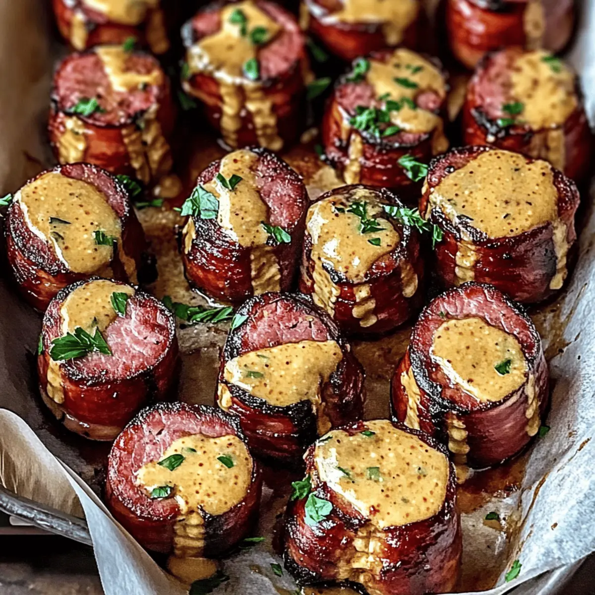 Mustard Hasselback Kielbasa Bites a2hild