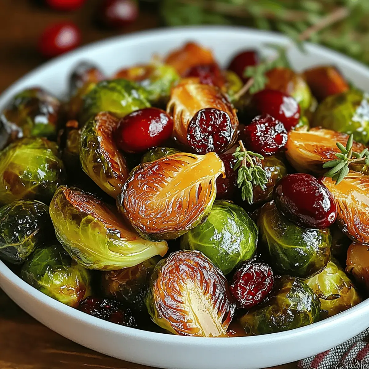 Orange Maple Glazed Brussels Sprouts with Cranberries Bliss