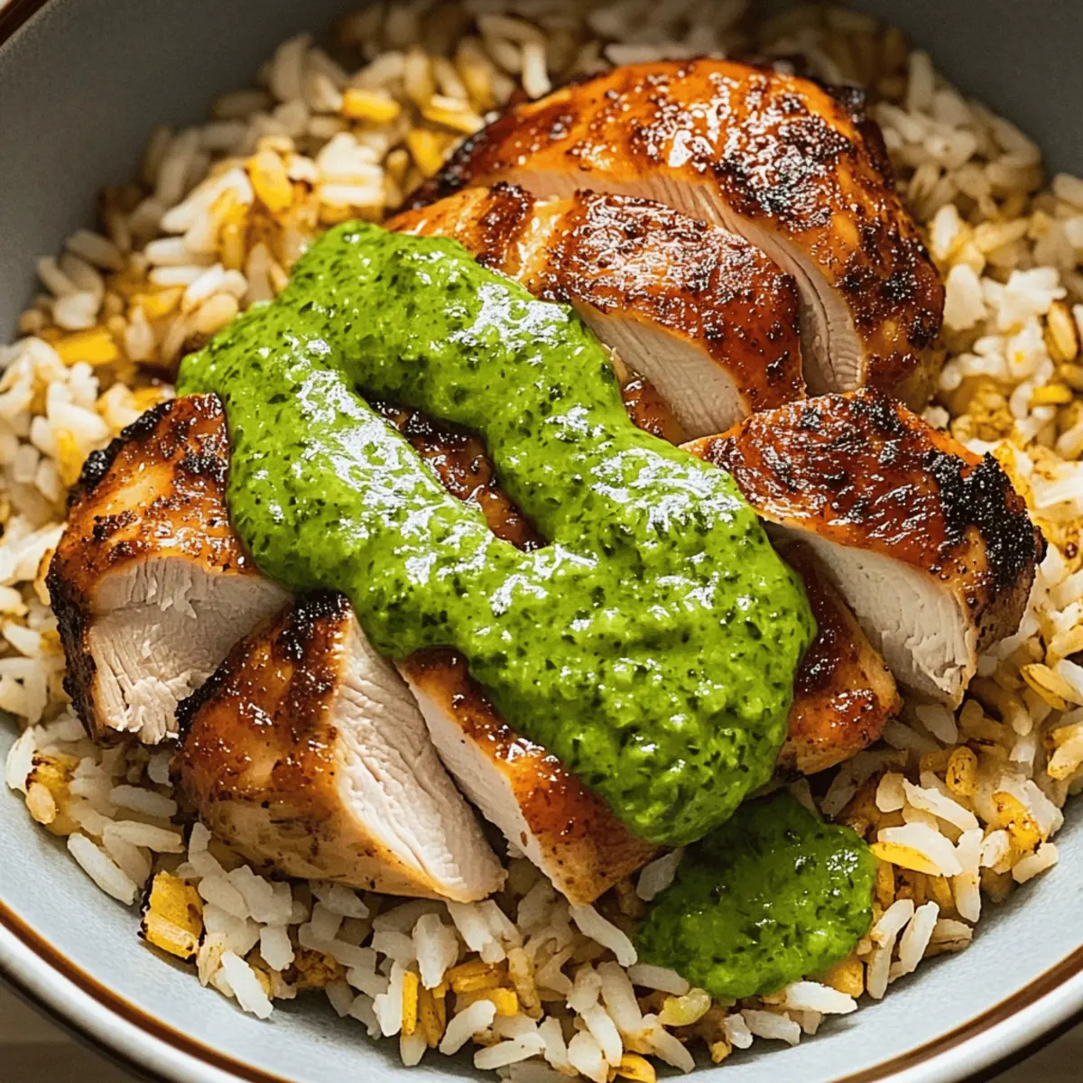 Peruvian Chicken And Rice with Green Sauce auftkz