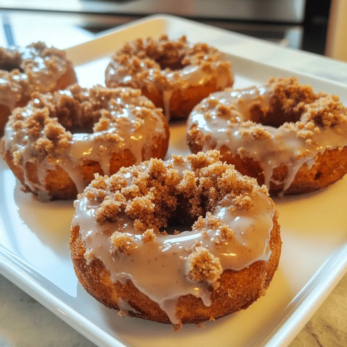 Pumpkin Glazed Donuts with Crumb Topping: A Fall Delight