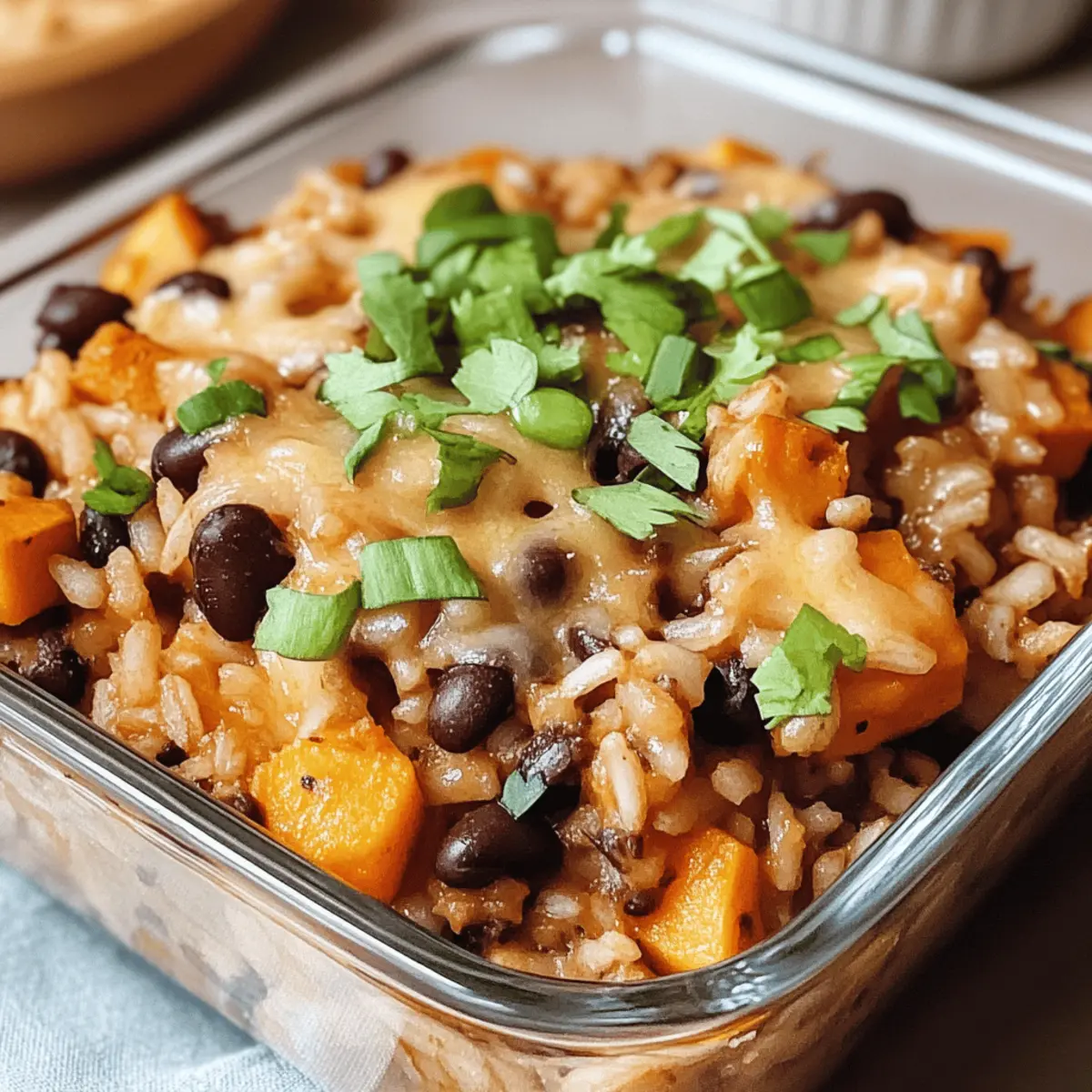 Savory Rice and Bean Casserole with Sweet Potatoes Delight