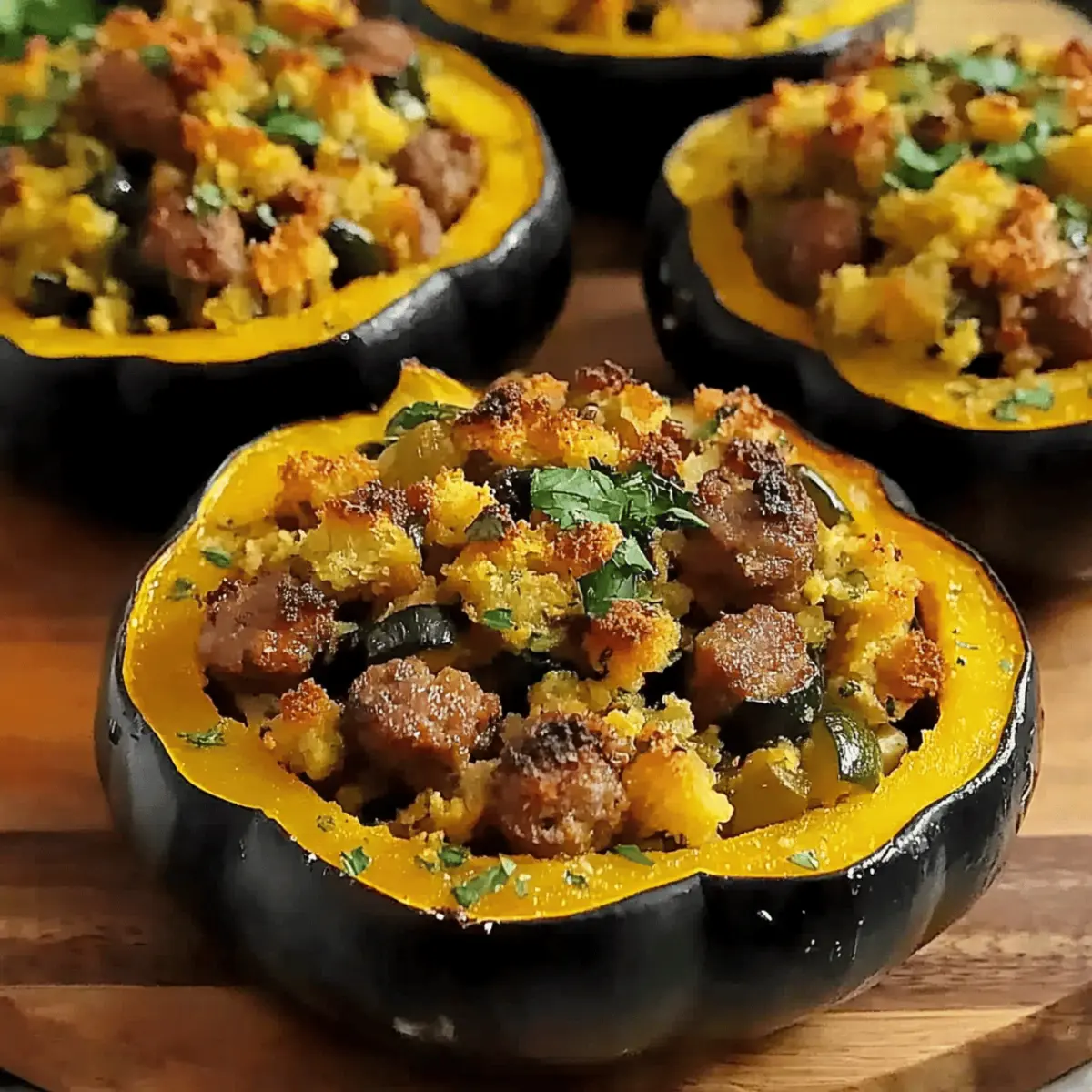 Sausage Stuffed Acorn Squash with Cornbread Stuffing ehjhnq