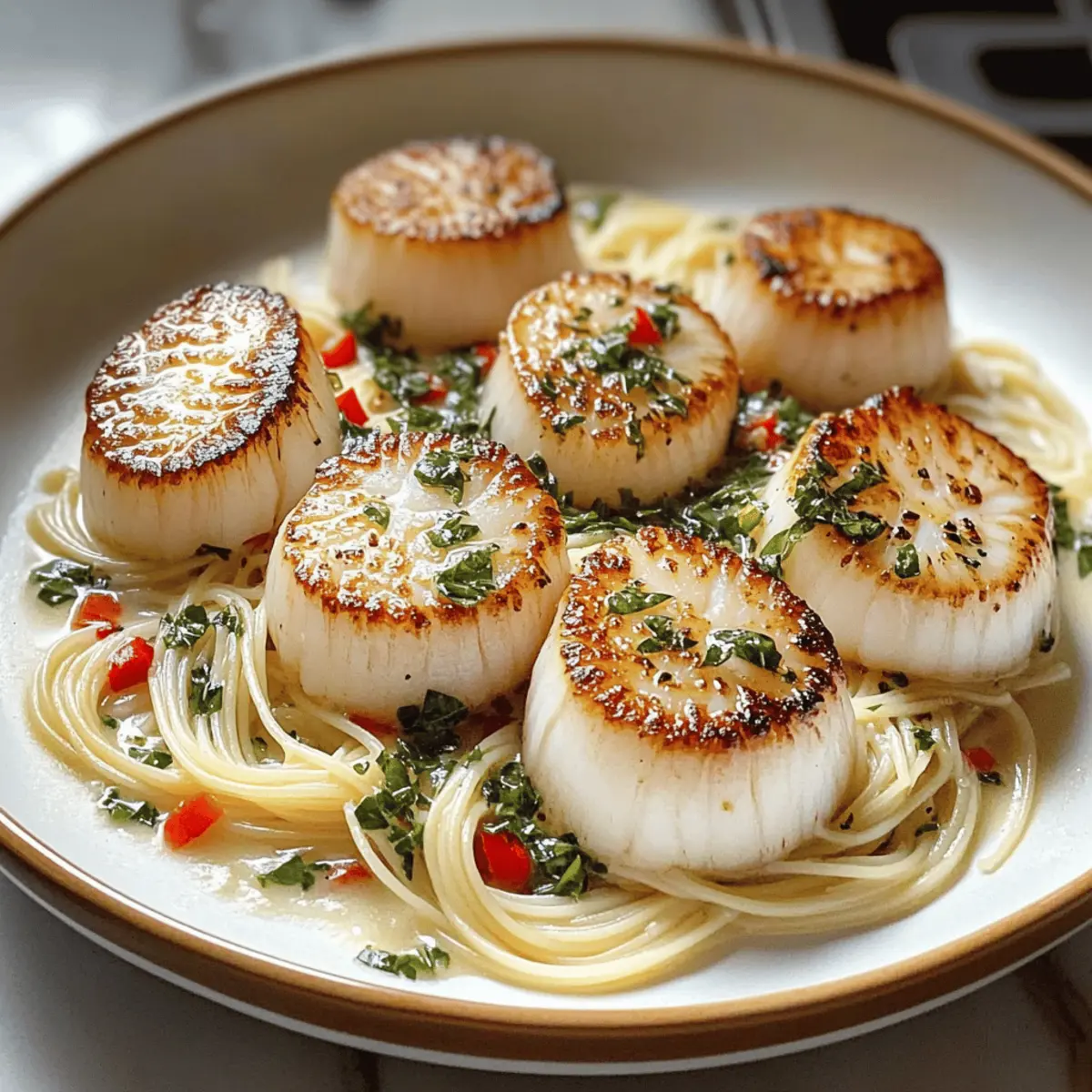 Sea Scallops with Angel Hair Pasta fd3d7j