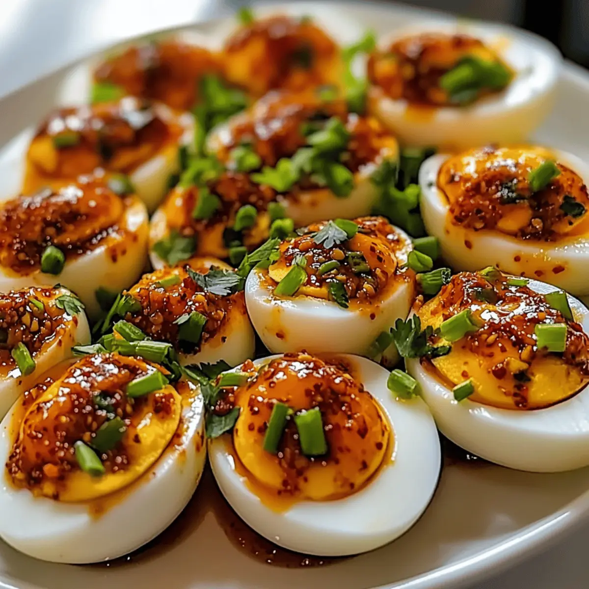 Spicy Chili Garlic Deviled Eggs ny1jfk