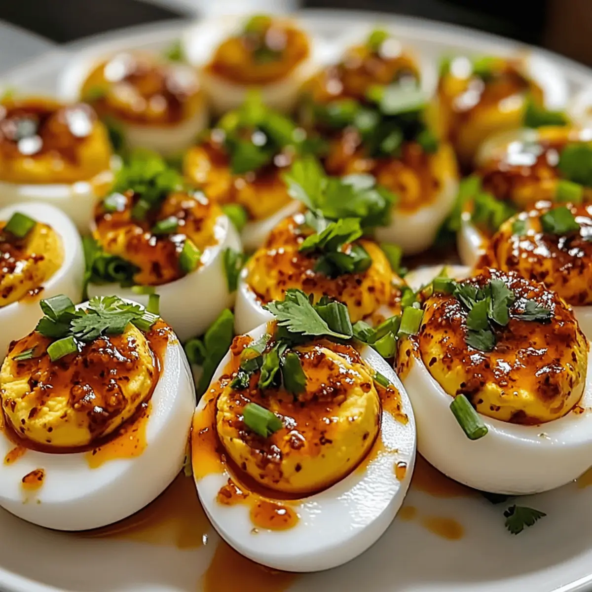 Spicy Chili Garlic Deviled Eggs wb4ejw