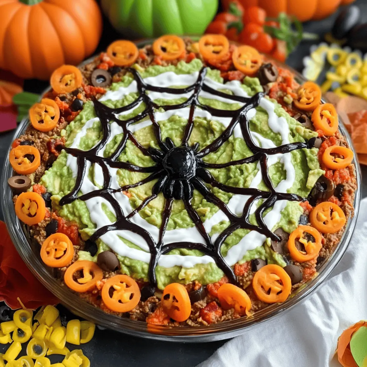 Spooky Spider Web Taco Dip for Halloween Celebrations