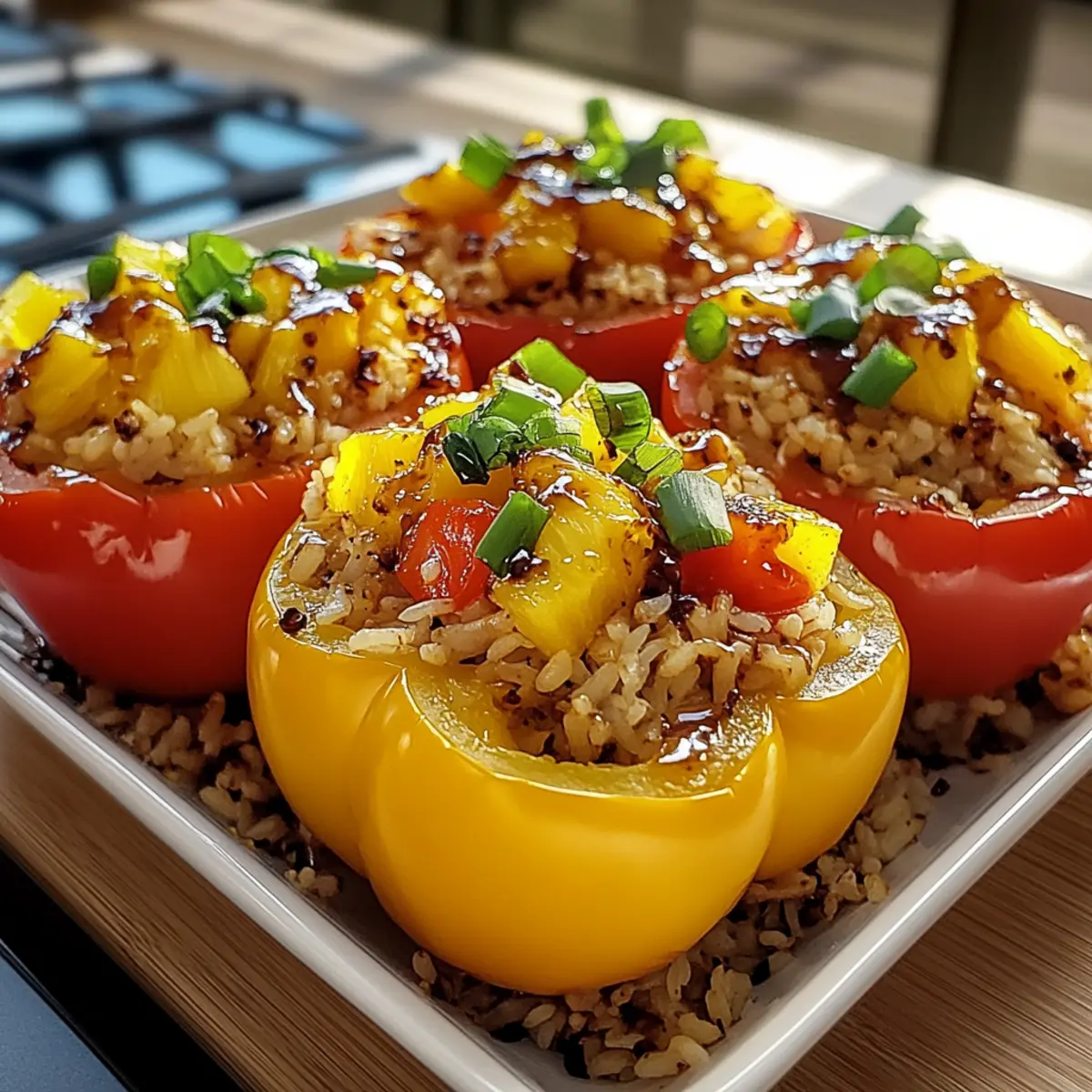 Teriyaki Pineapple Chicken & Rice Stuffed Peppers Bliss