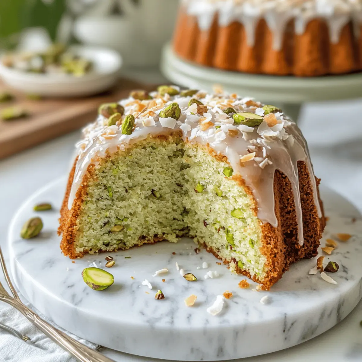 Moist Coconut and Pistachio Pudding Cake That’s Pure Joy