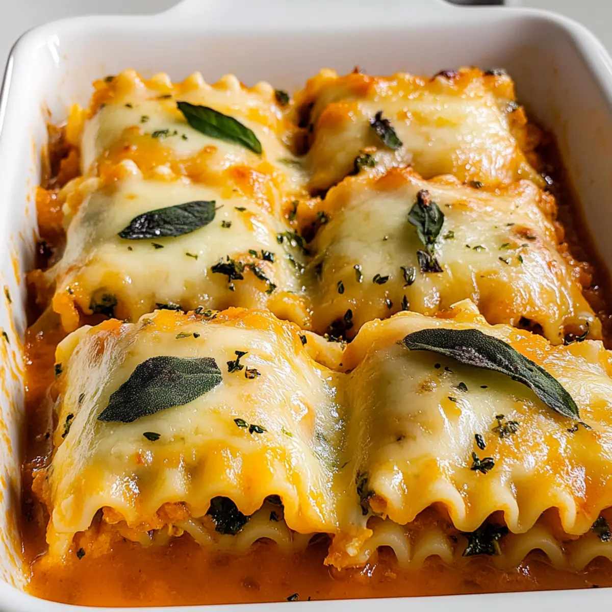 Roasted Garlic Butternut Squash Lasagna Roll Ups gcmeme