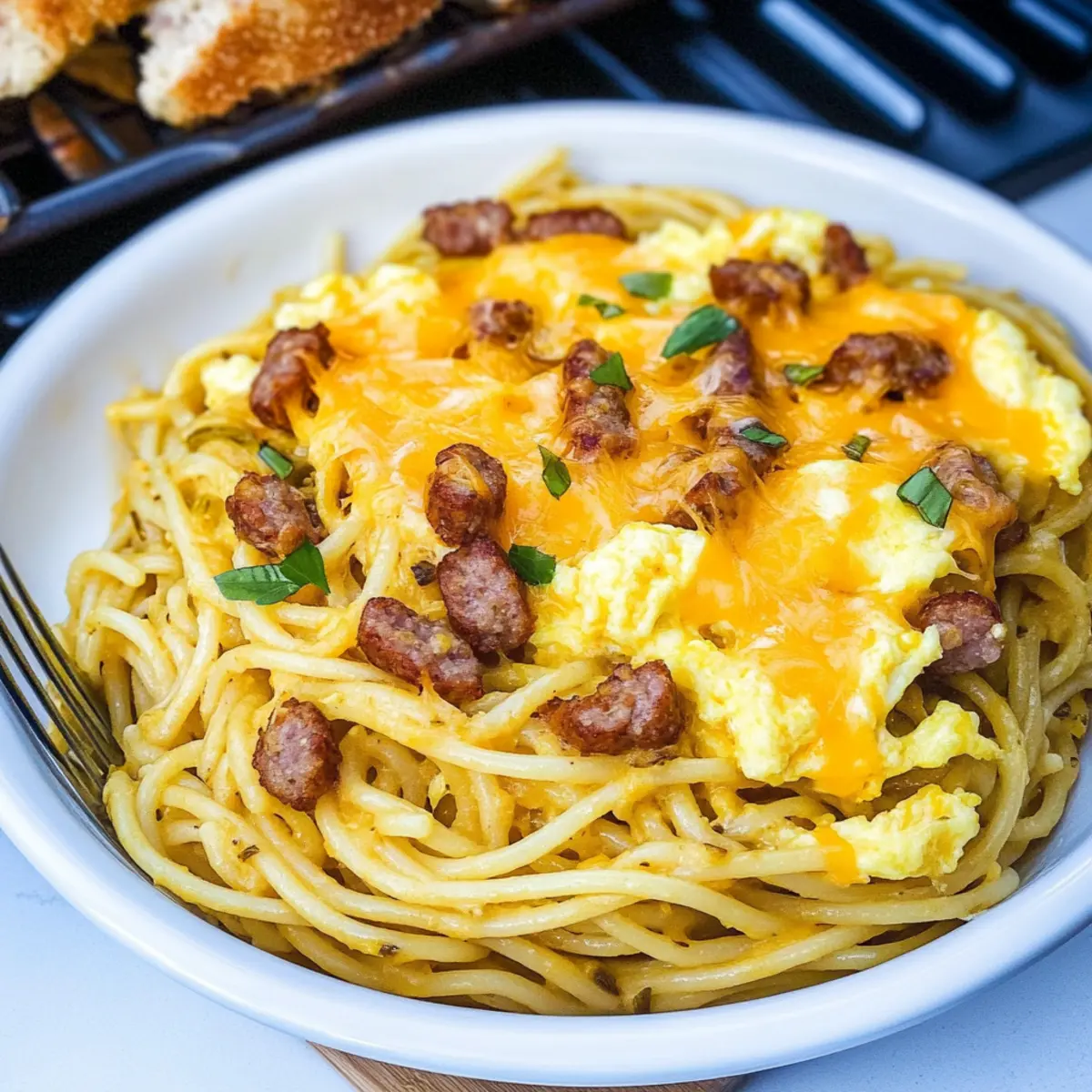 Sausage Egg & Cheese Breakfast Spaghetti: A Hearty Morning Boost