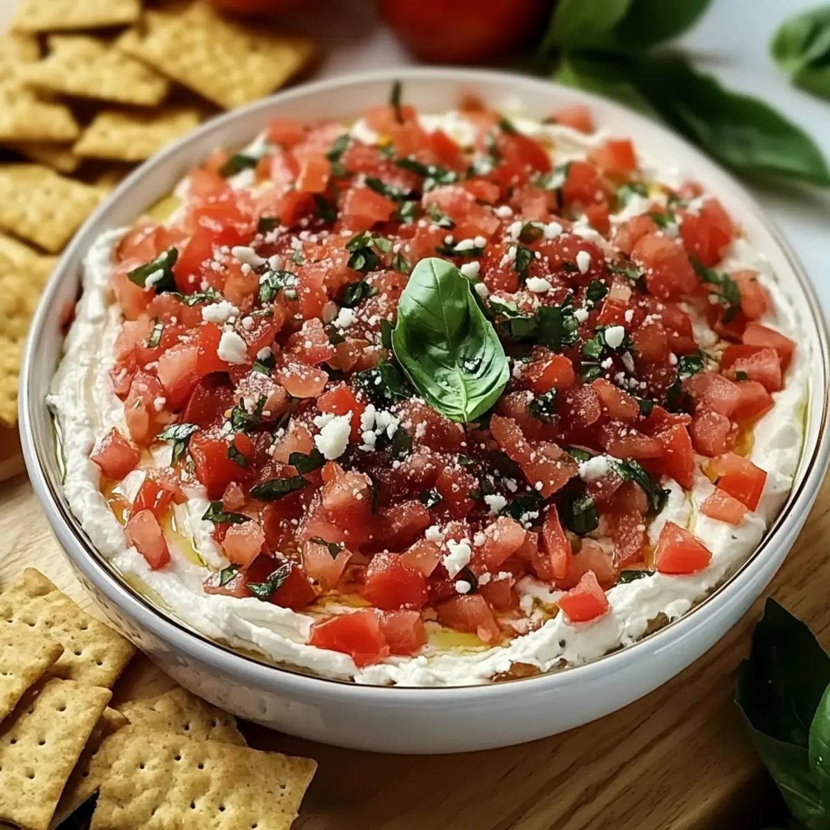Creamy Bruschetta Dip: Fresh Flavor with No Cooking Needed