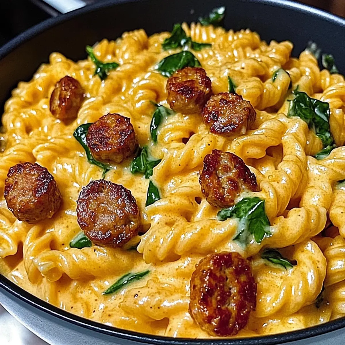 One-Pan White Cheddar Ranch Sausage Magic Pasta Bliss