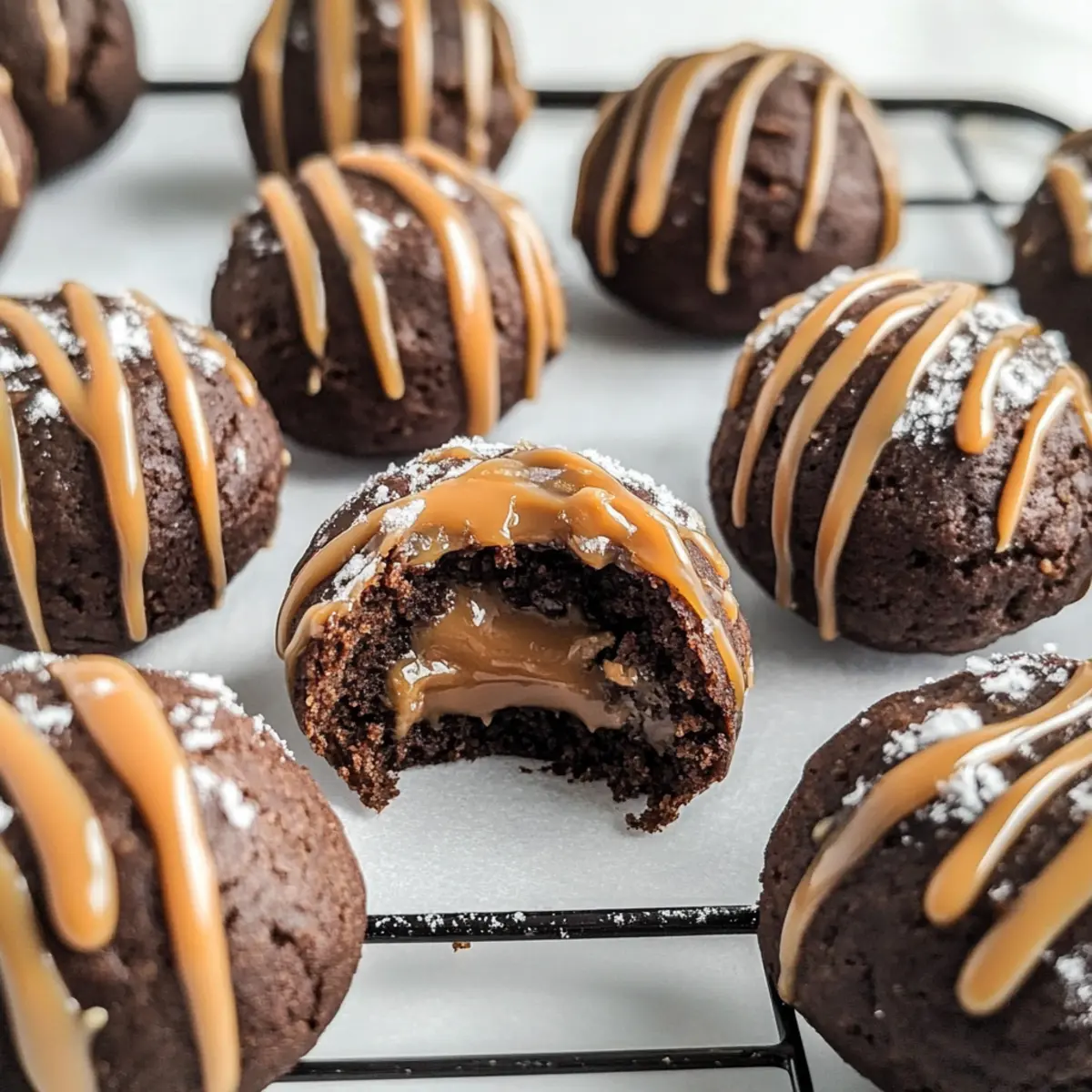 Irresistible Chocolate Peanut Butter Snowballs with Caramel Drizzle