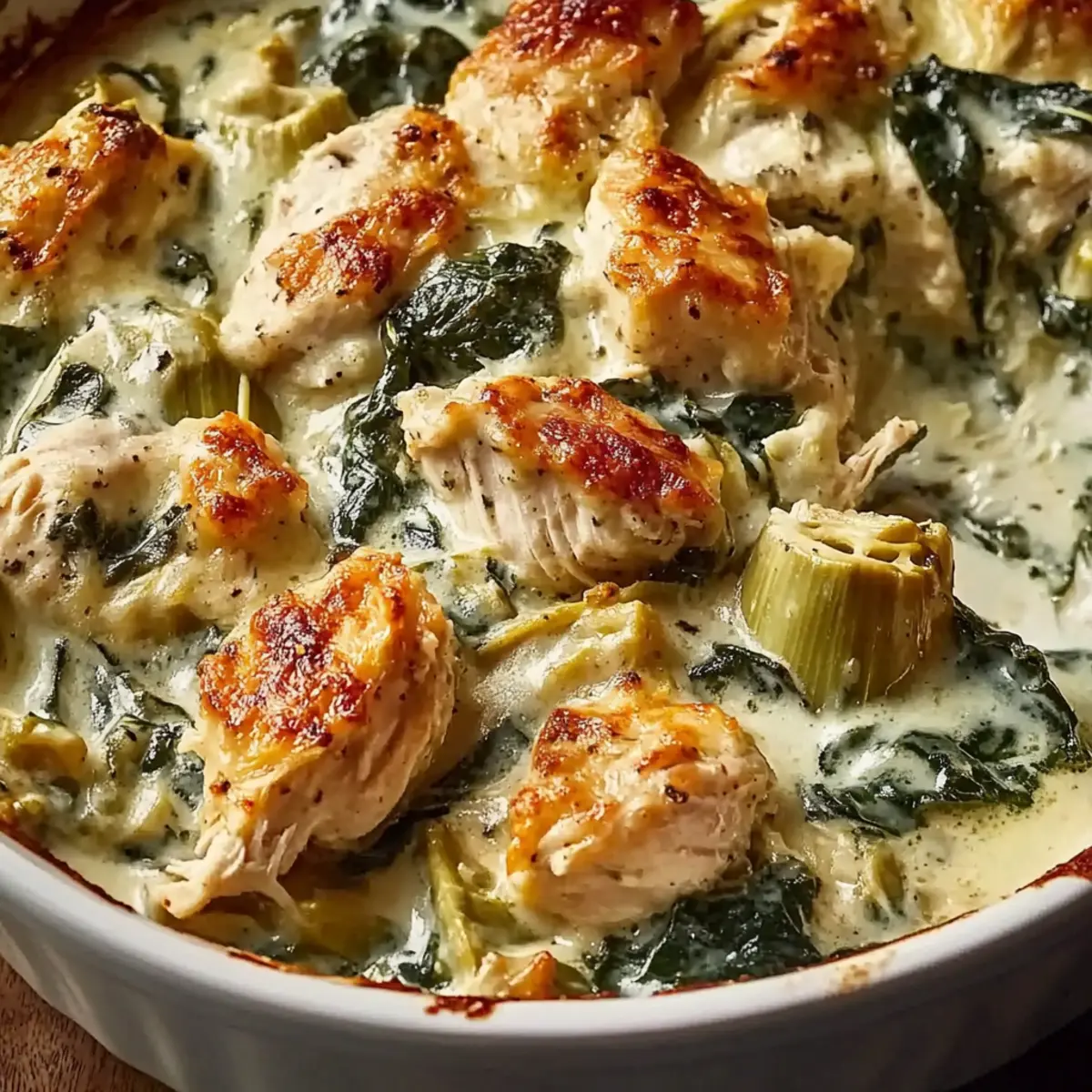 High-Protein Spinach and Artichoke Chicken Casserole Bliss