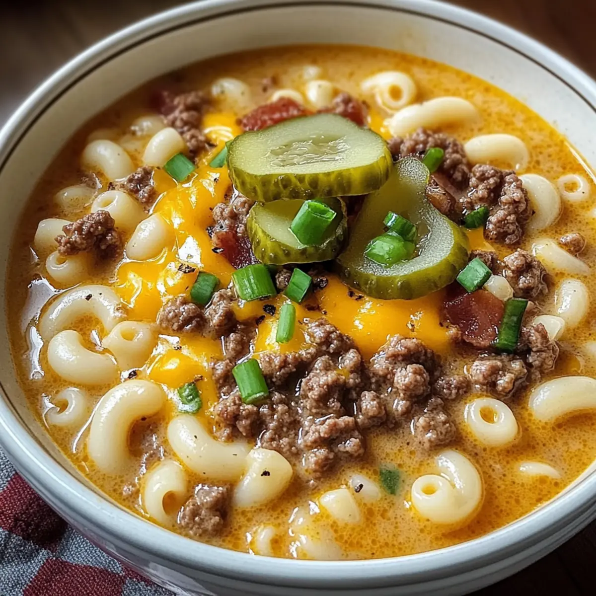 Creamy Mac & Cheese Burger Soup for Ultimate Comfort Nights