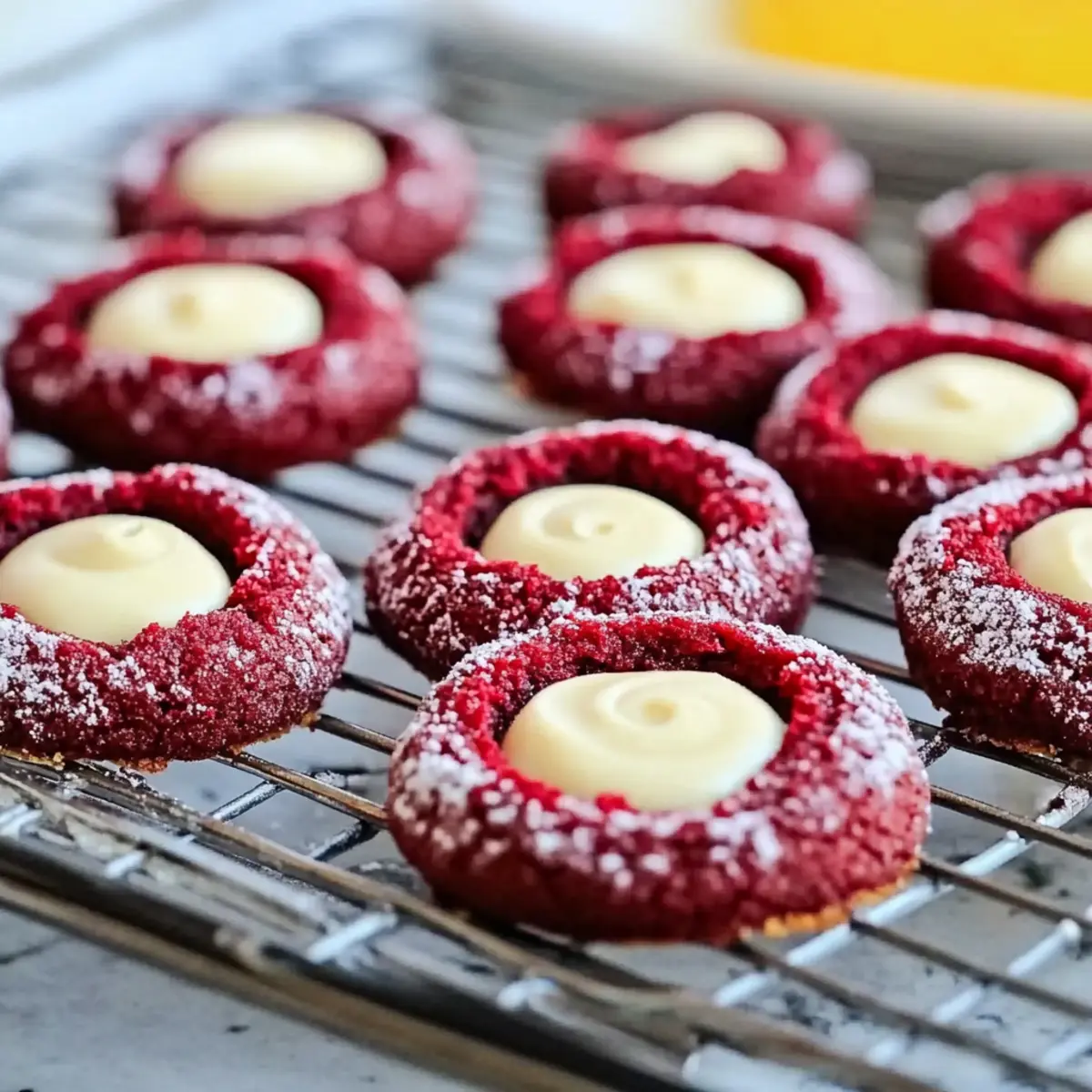 Delicious Red Velvet Thumbprint Cookies with Cream Cheese Bliss