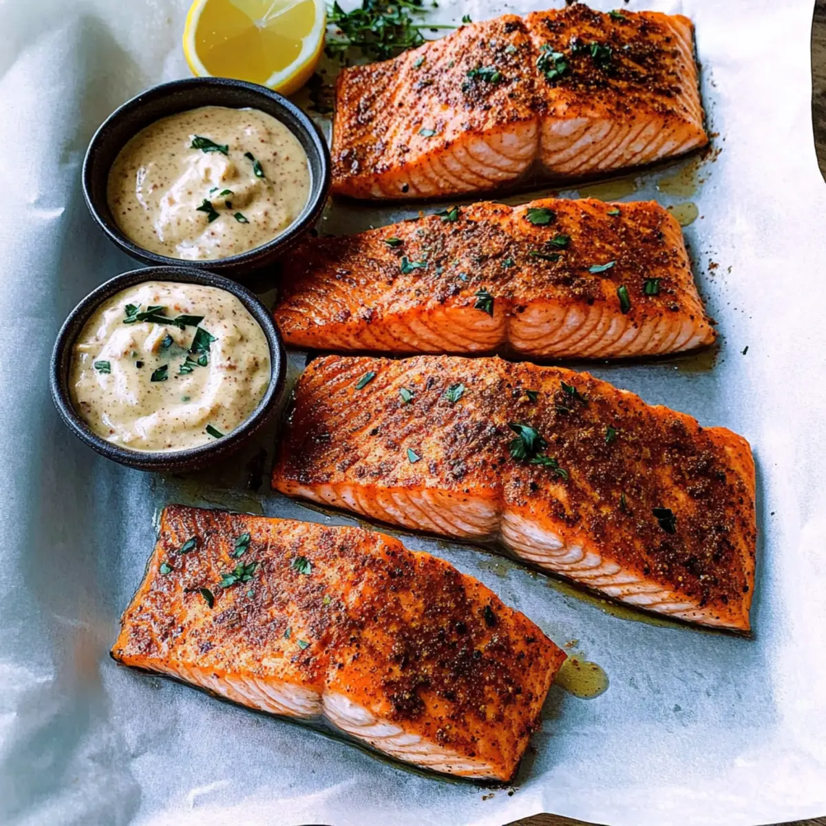 Baked Cajun Salmon With Spicy Tartar Sauce in 20 Minutes