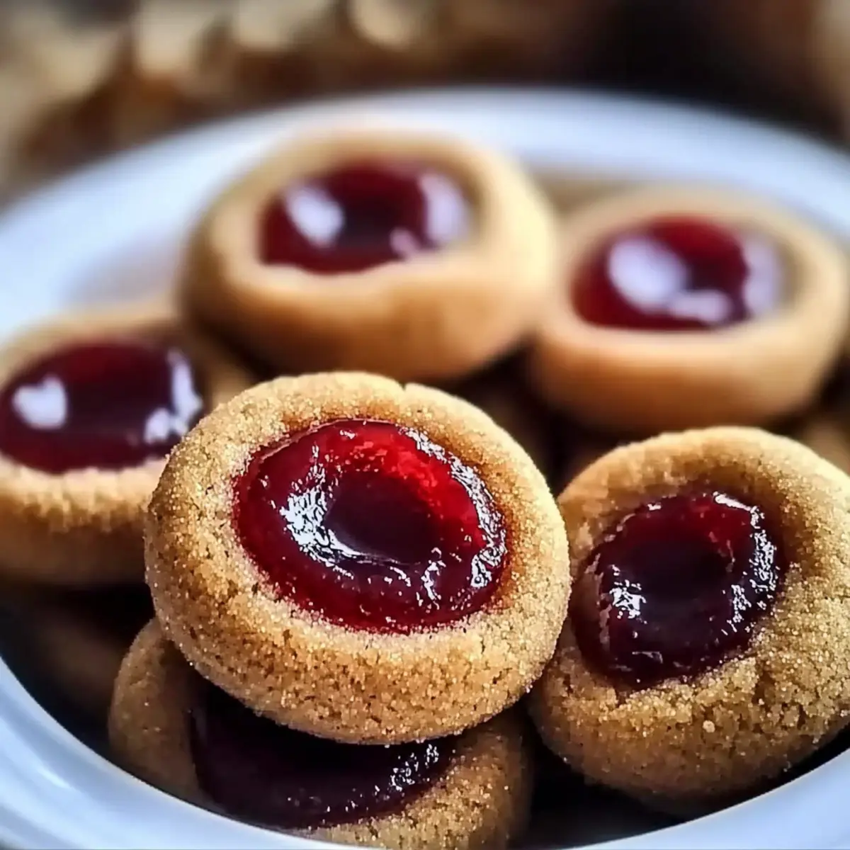 Gingerbread Thumbprint Cookies with Cranberry Jam Bliss