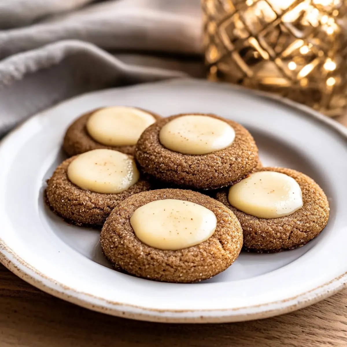 Melt-in-Your-Mouth Eggnog Gingerbread Thumbprint Cookies