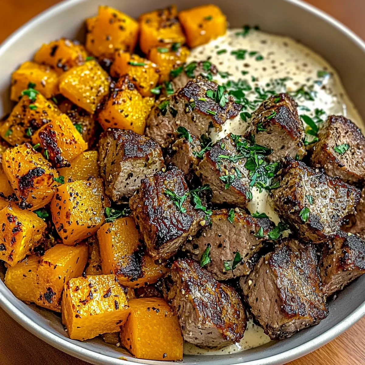 Butternut Squash & Garlic Herb Steak Bowls for Cozy Nights