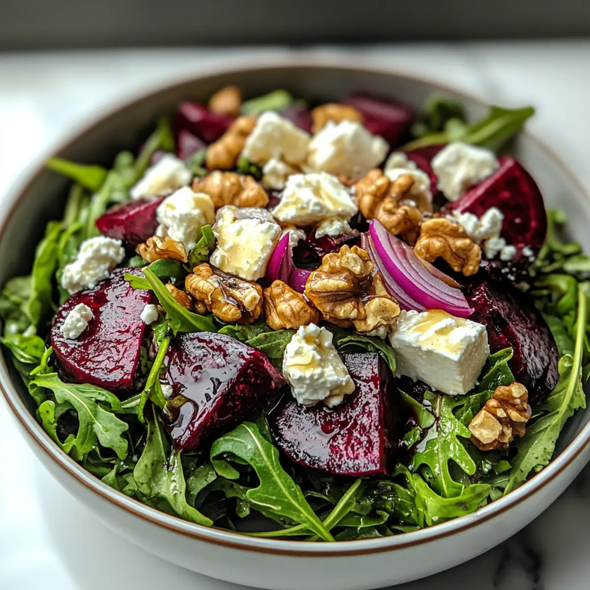 Delicious Roasted Beet & Arugula Salad with Feta and Walnuts