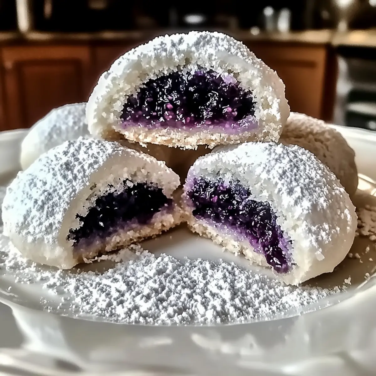 Blueberry-Filled Almond Snowball Cookies – A Sweet Delight