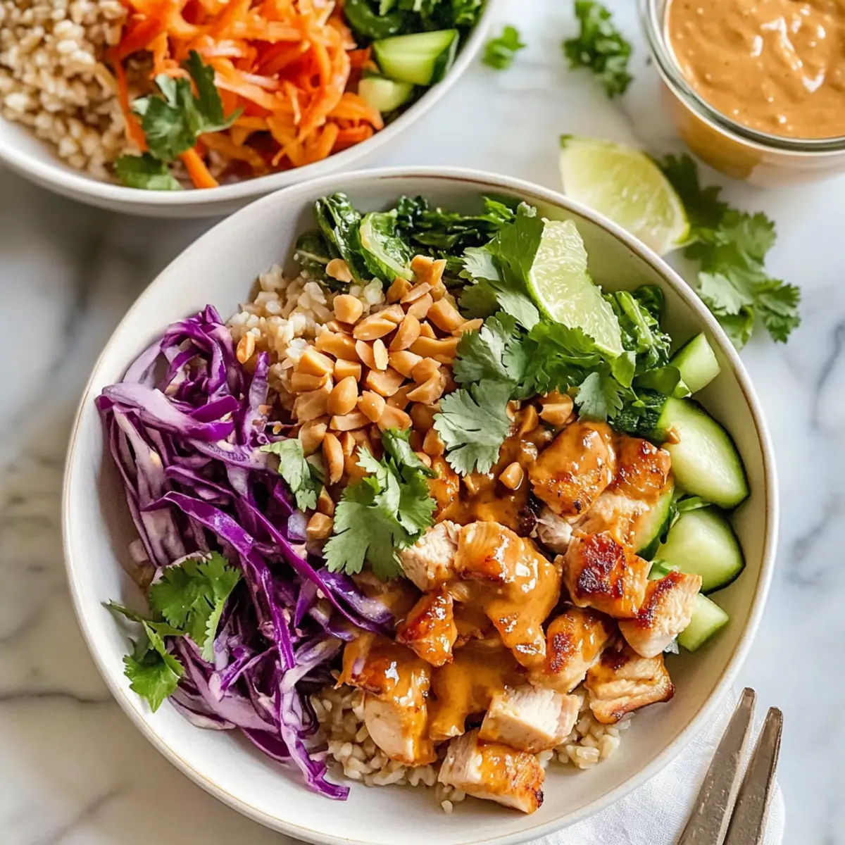 Thai Chicken Buddha Bowls with Irresistible Peanut Sauce