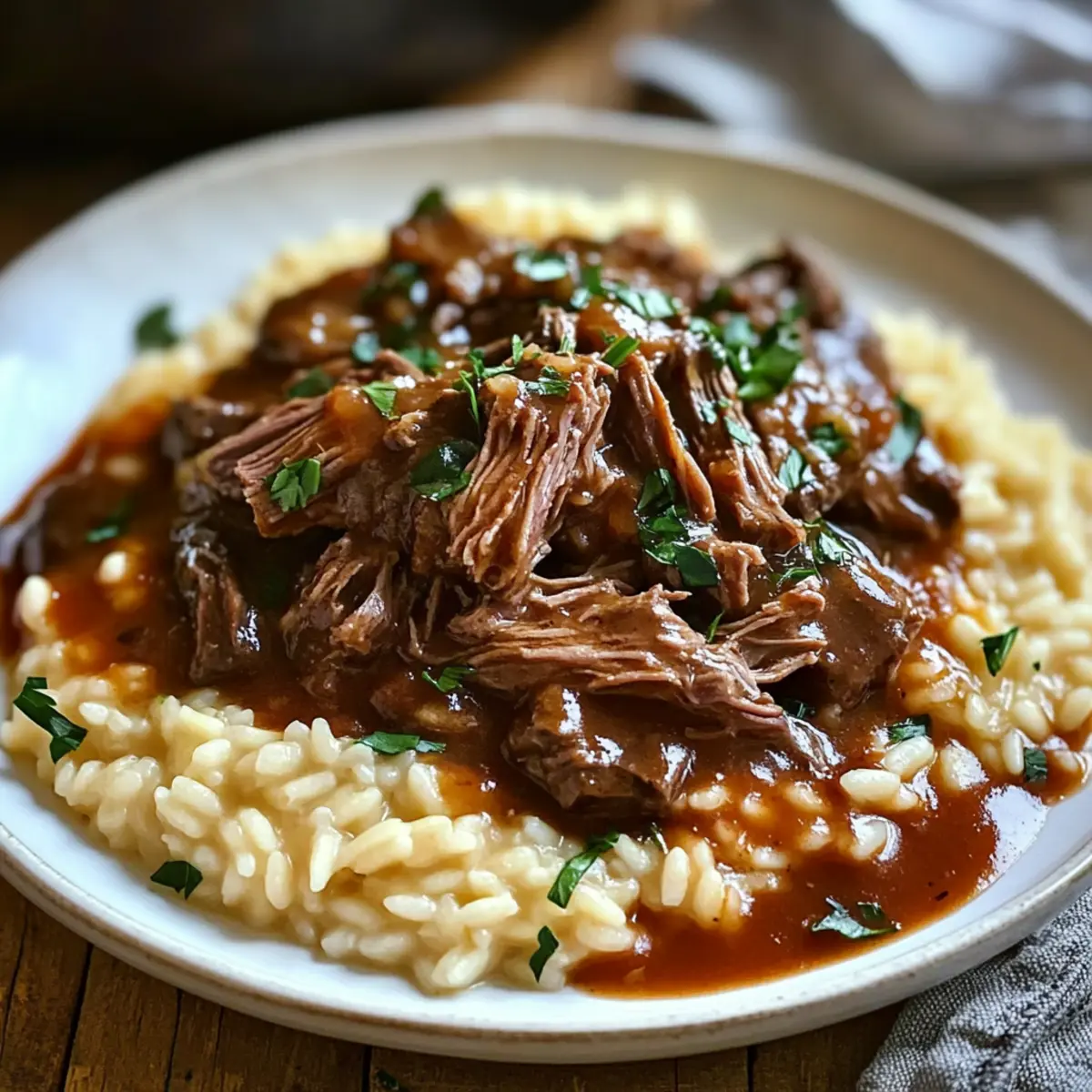 Savor Pot Roast with Creamy Parmesan Risotto Delight