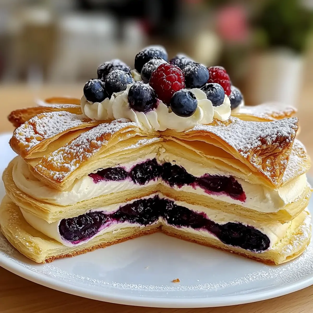 Blueberry Cream Mille-Feuille Delight: A Sweet Showstopper