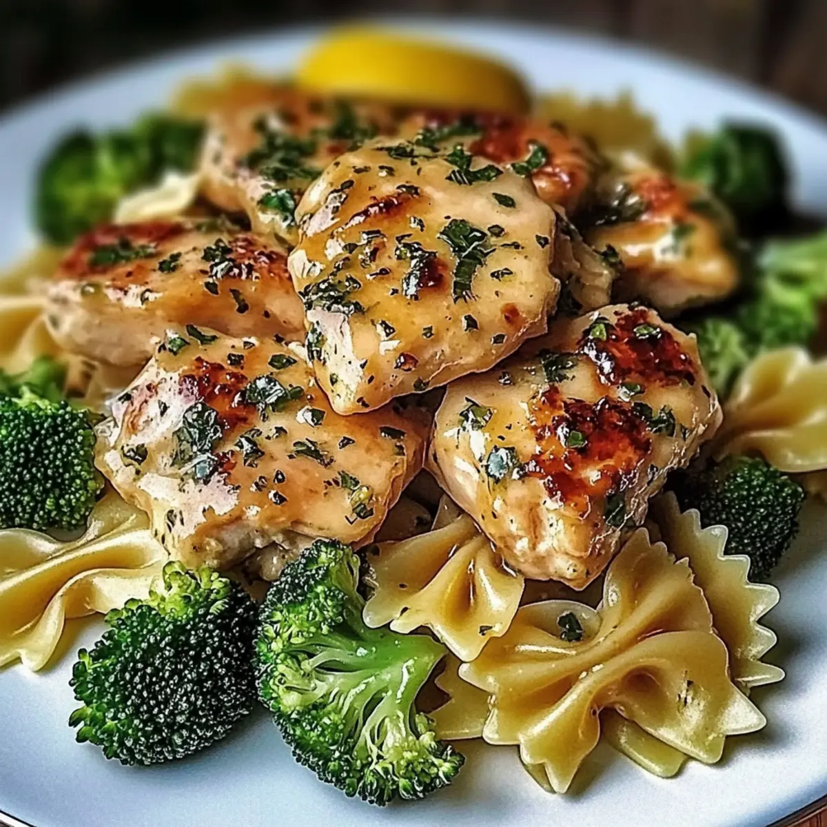 Savor Cowboy Butter Lemon Bowtie Chicken with Broccoli Tonight